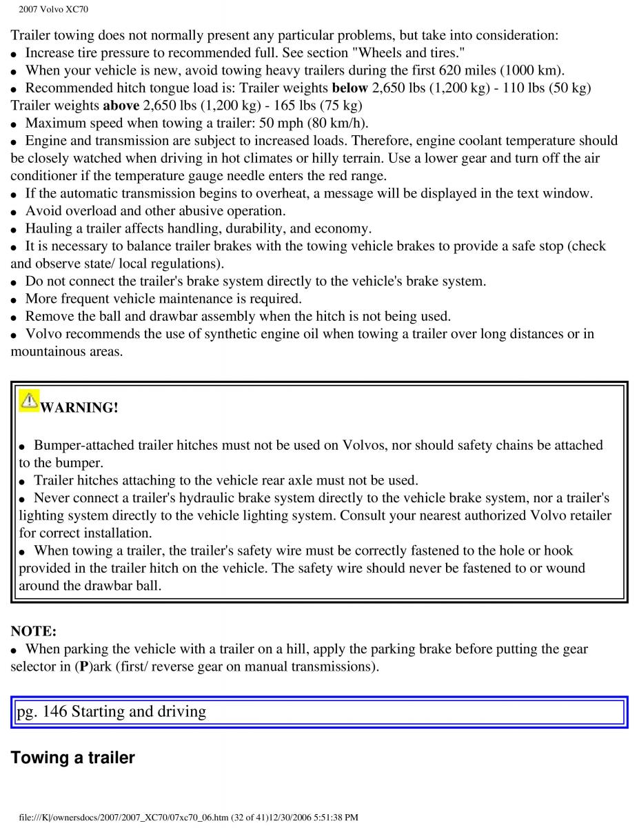 Volvo XC70 Cross Country 2007 owners manual / page 163