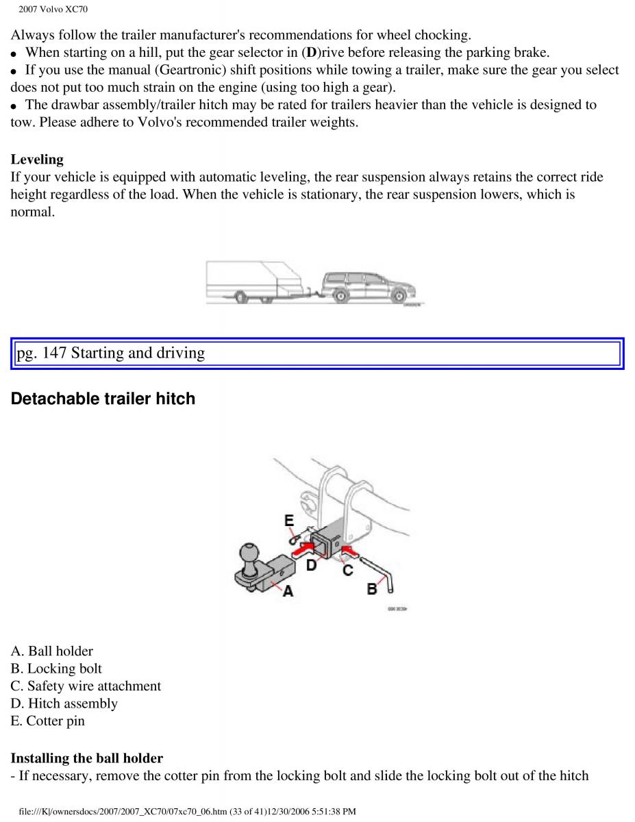 Volvo XC70 Cross Country 2007 owners manual / page 164