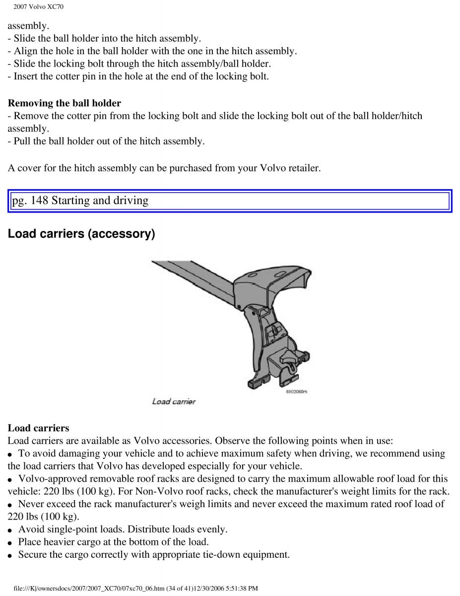 Volvo XC70 Cross Country 2007 owners manual / page 165