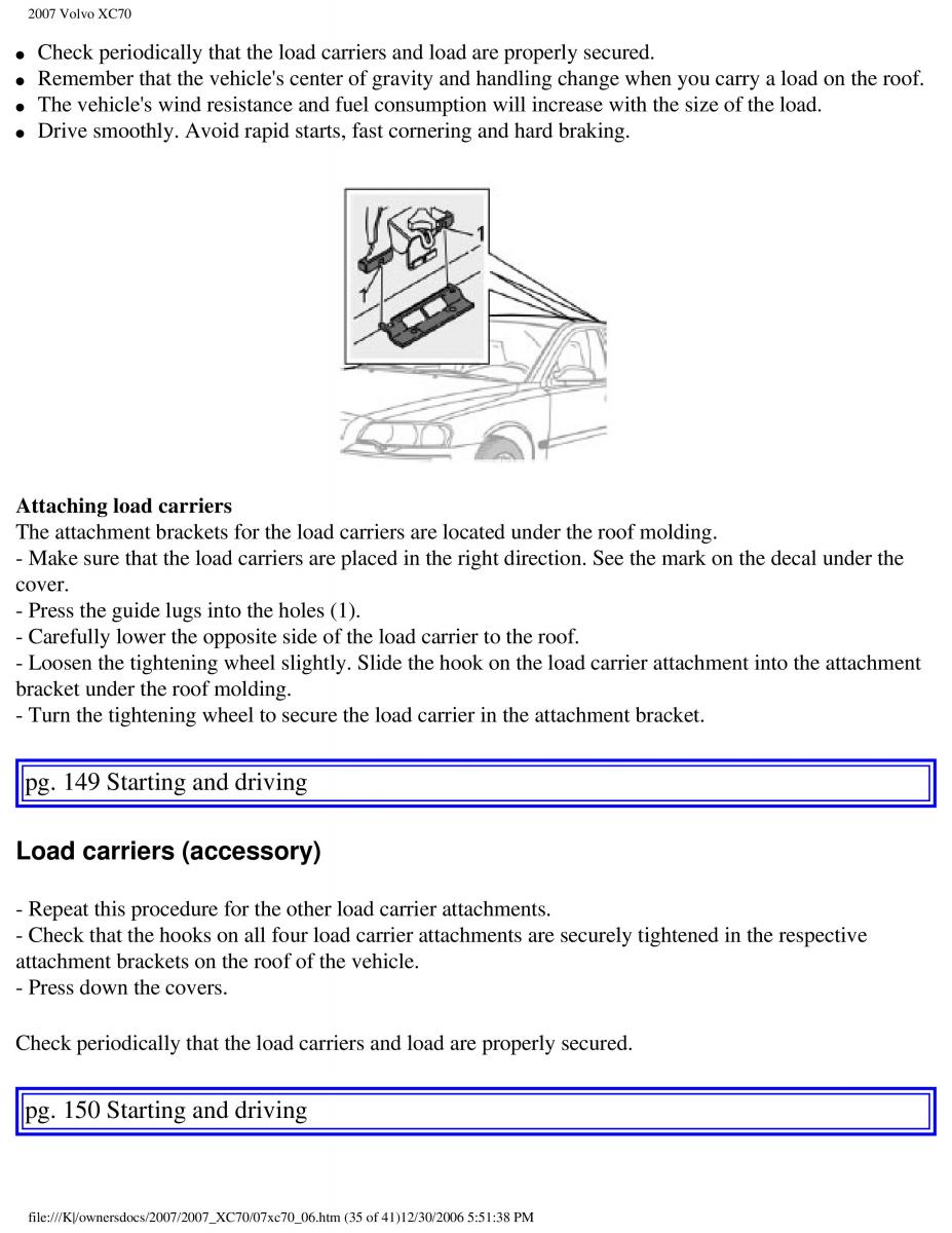 Volvo XC70 Cross Country 2007 owners manual / page 166