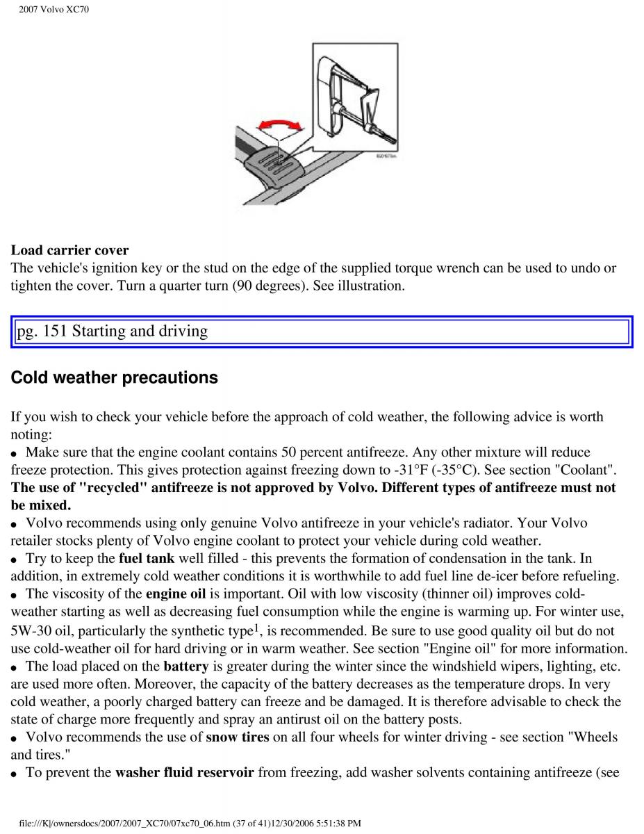 Volvo XC70 Cross Country 2007 owners manual / page 168