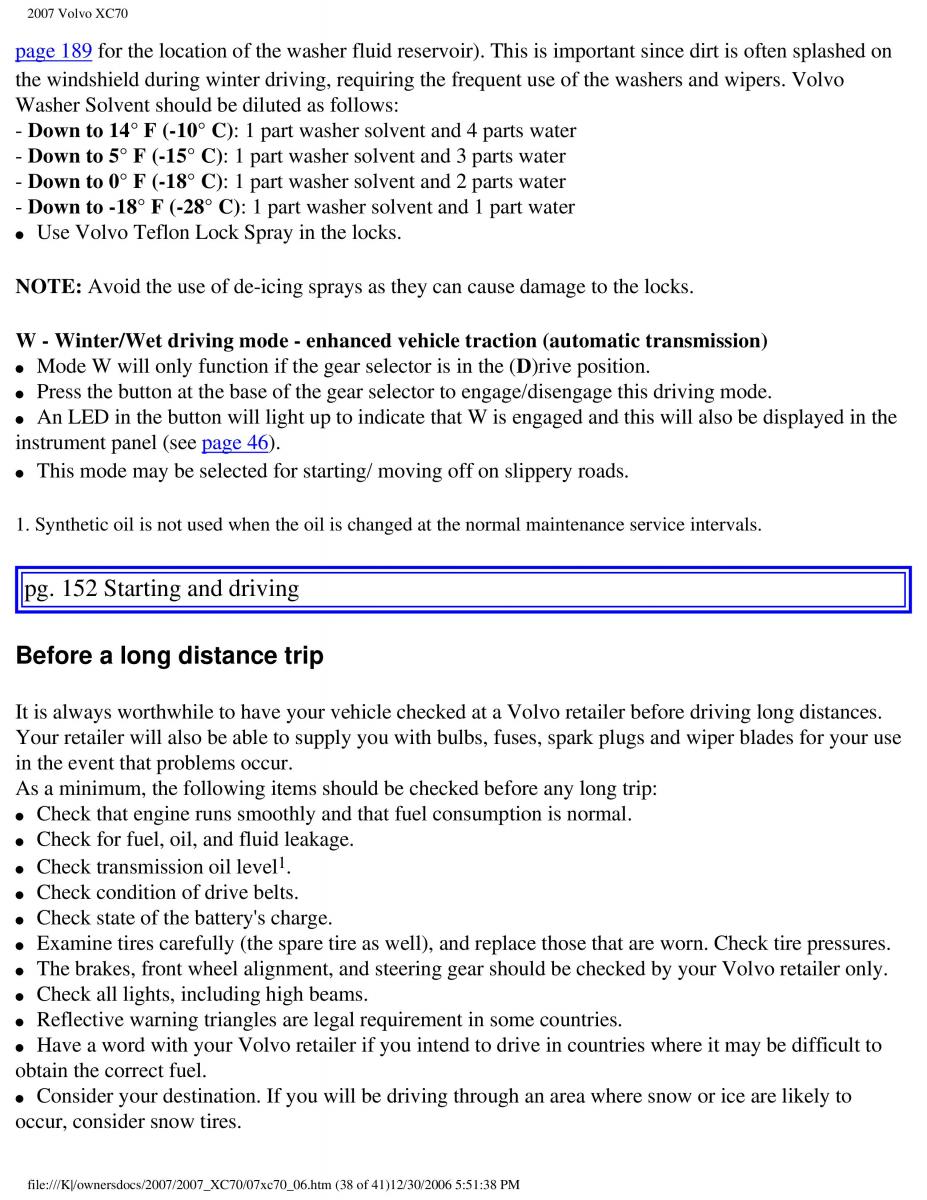 Volvo XC70 Cross Country 2007 owners manual / page 169