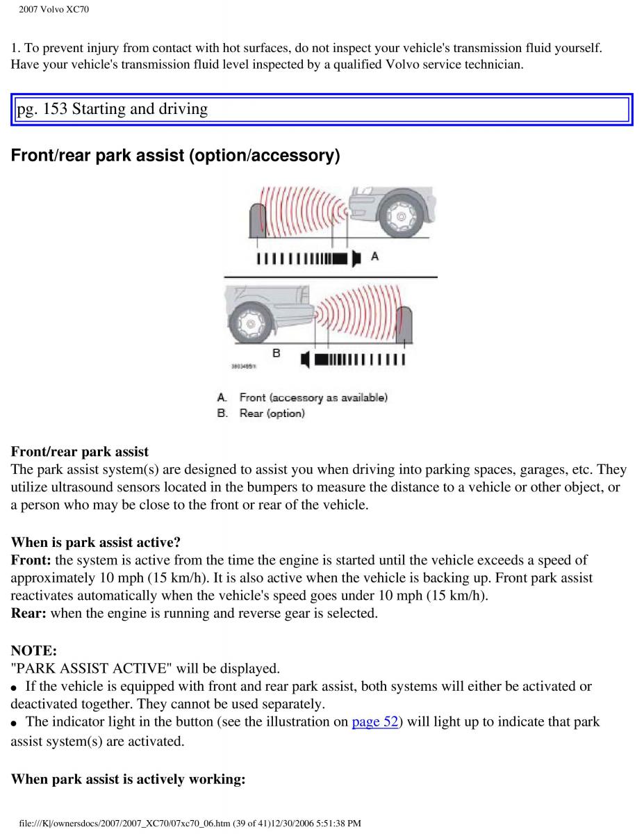 Volvo XC70 Cross Country 2007 owners manual / page 170