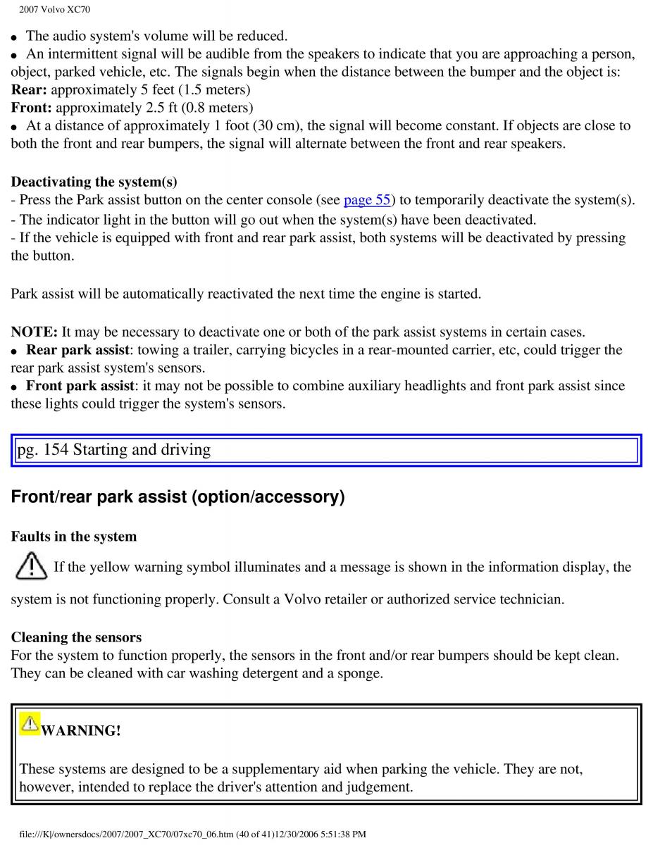 Volvo XC70 Cross Country 2007 owners manual / page 171