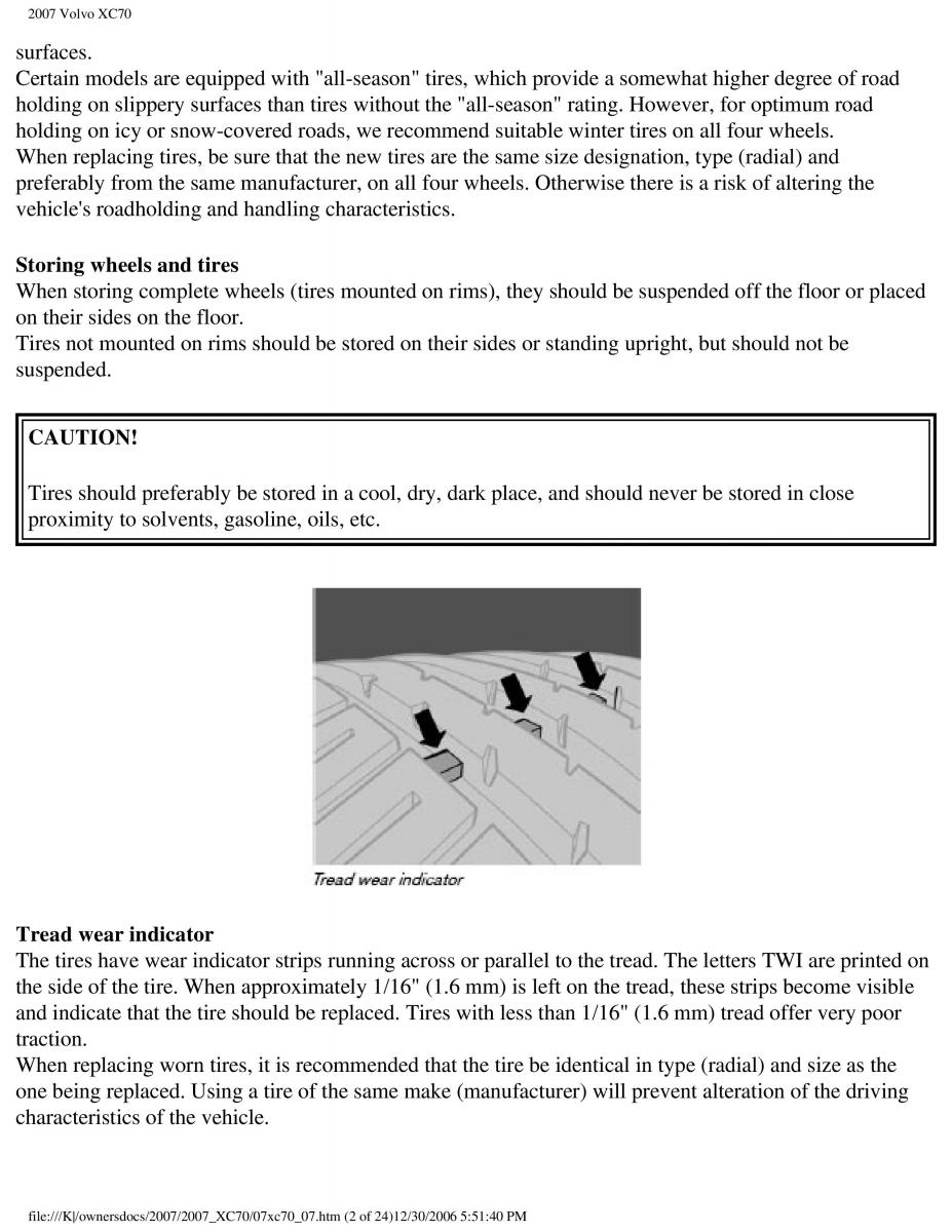 Volvo XC70 Cross Country 2007 owners manual / page 174