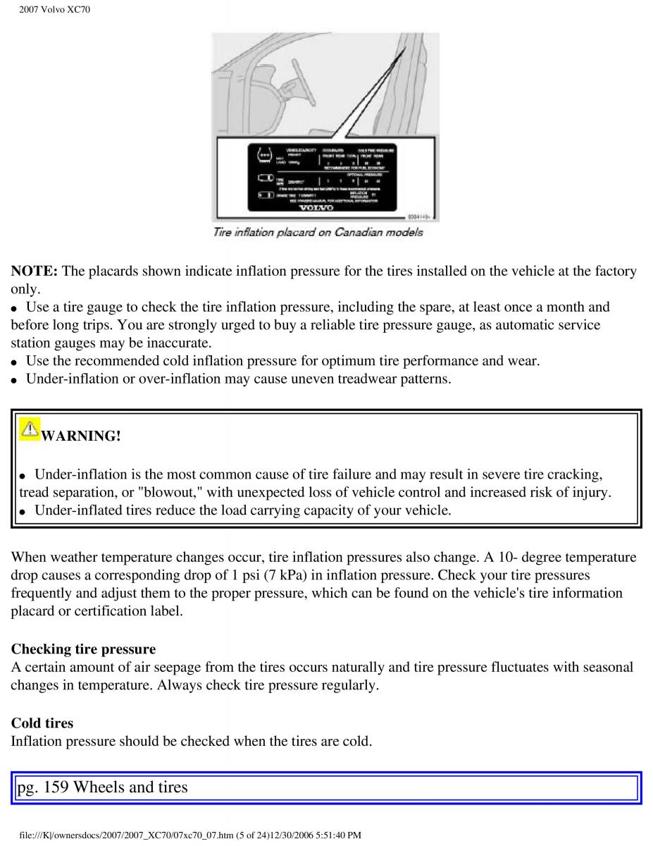 Volvo XC70 Cross Country 2007 owners manual / page 177