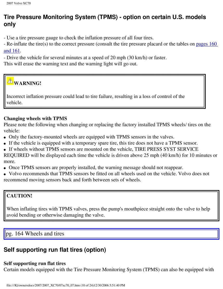 Volvo XC70 Cross Country 2007 owners manual / page 182