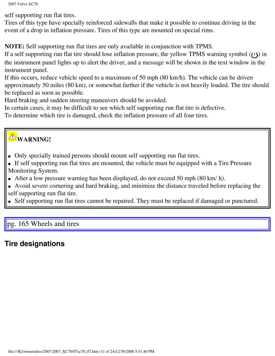 Volvo XC70 Cross Country 2007 owners manual / page 183