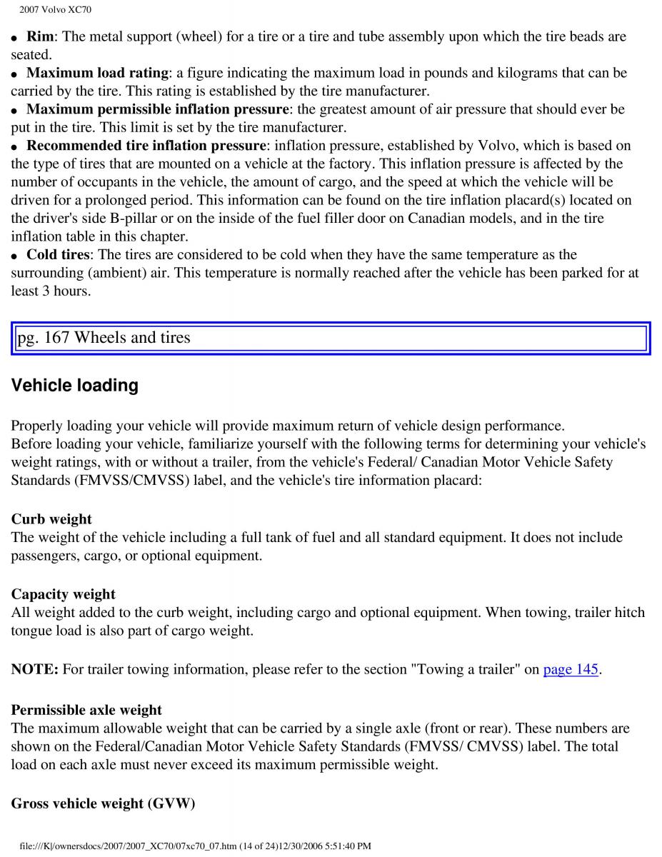 Volvo XC70 Cross Country 2007 owners manual / page 186