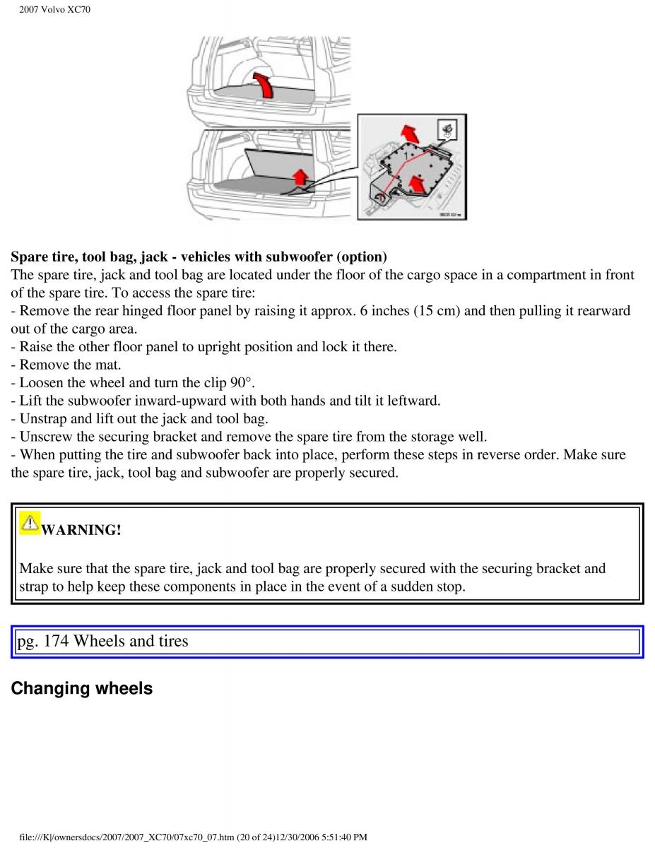 Volvo XC70 Cross Country 2007 owners manual / page 192