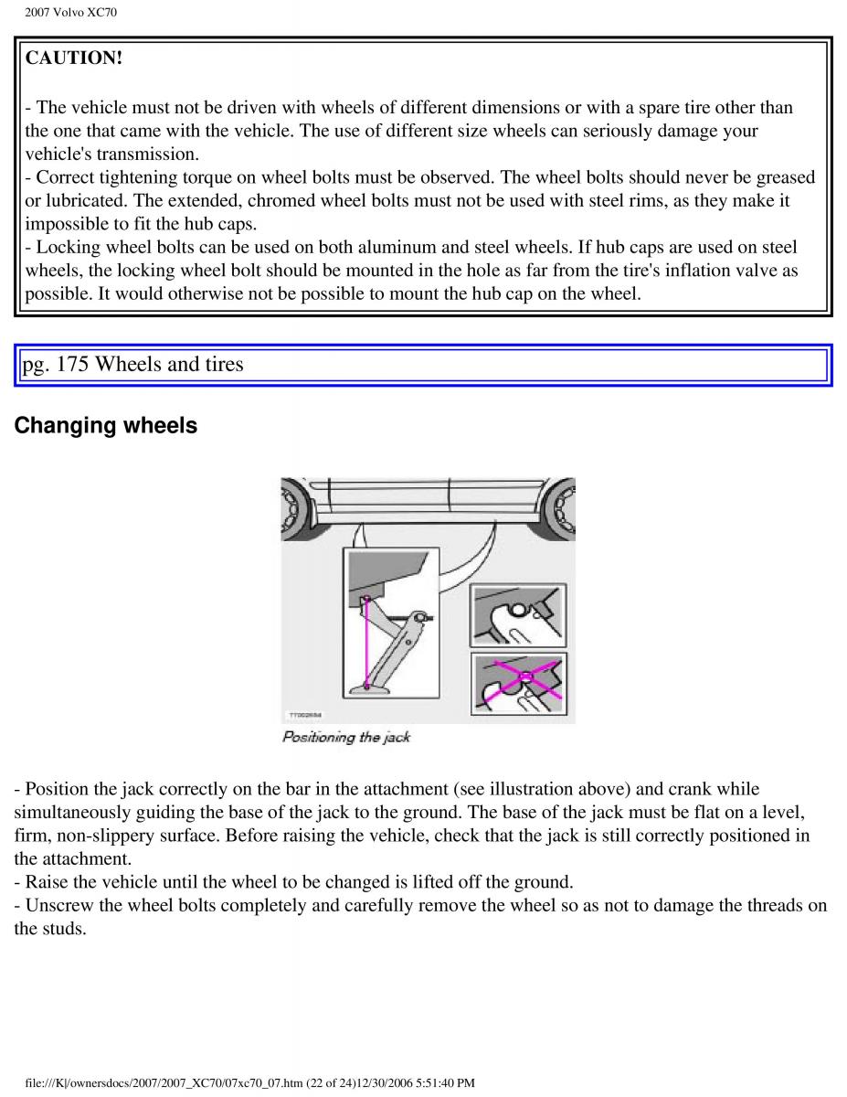 Volvo XC70 Cross Country 2007 owners manual / page 194