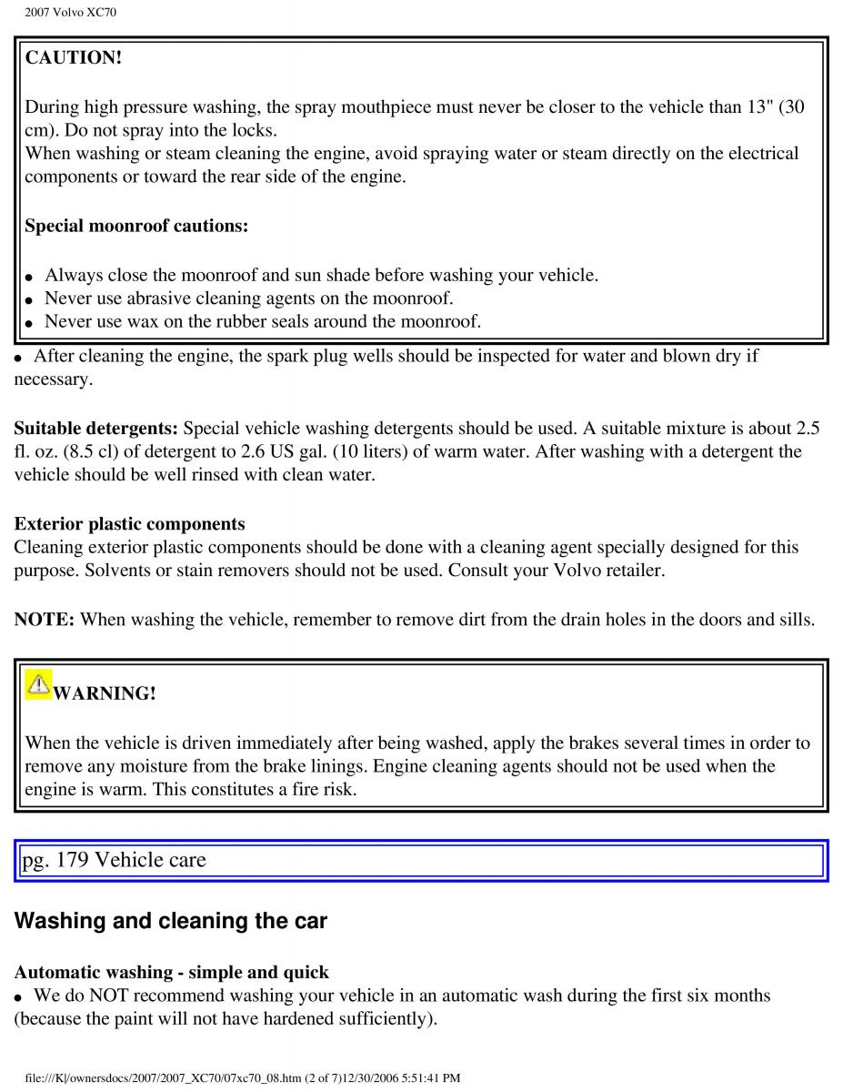 Volvo XC70 Cross Country 2007 owners manual / page 198