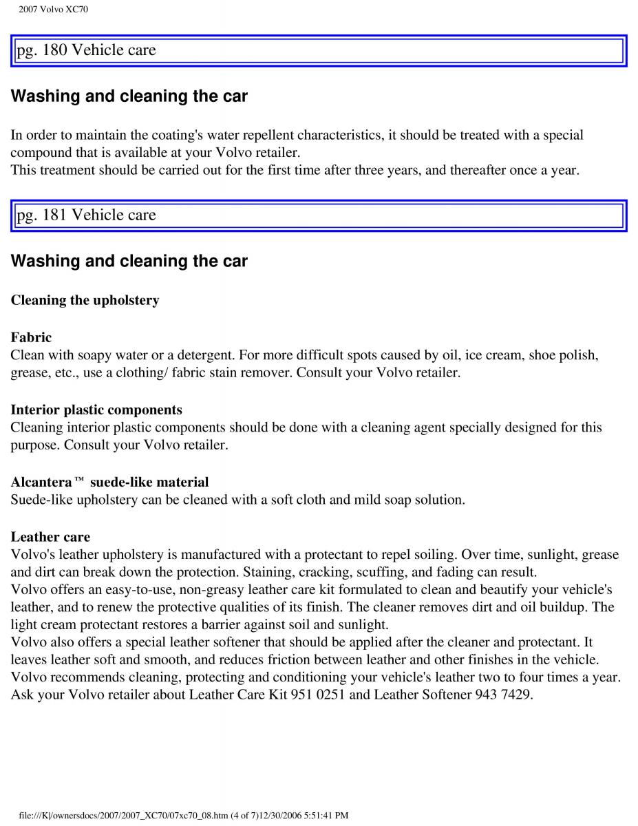 Volvo XC70 Cross Country 2007 owners manual / page 200