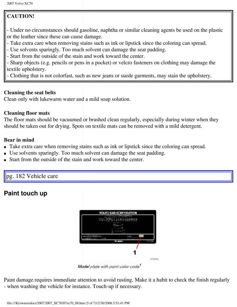 Volvo XC70 Cross Country 2007 owners manual / page 201