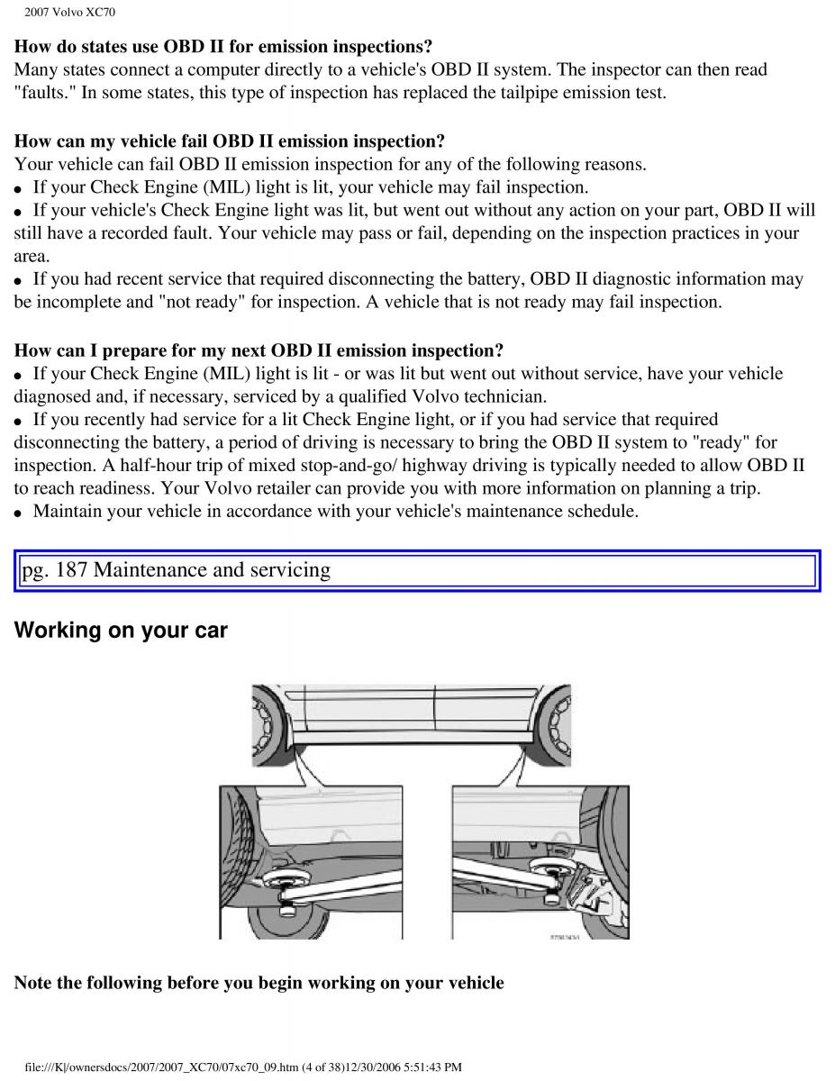 Volvo XC70 Cross Country 2007 owners manual / page 207