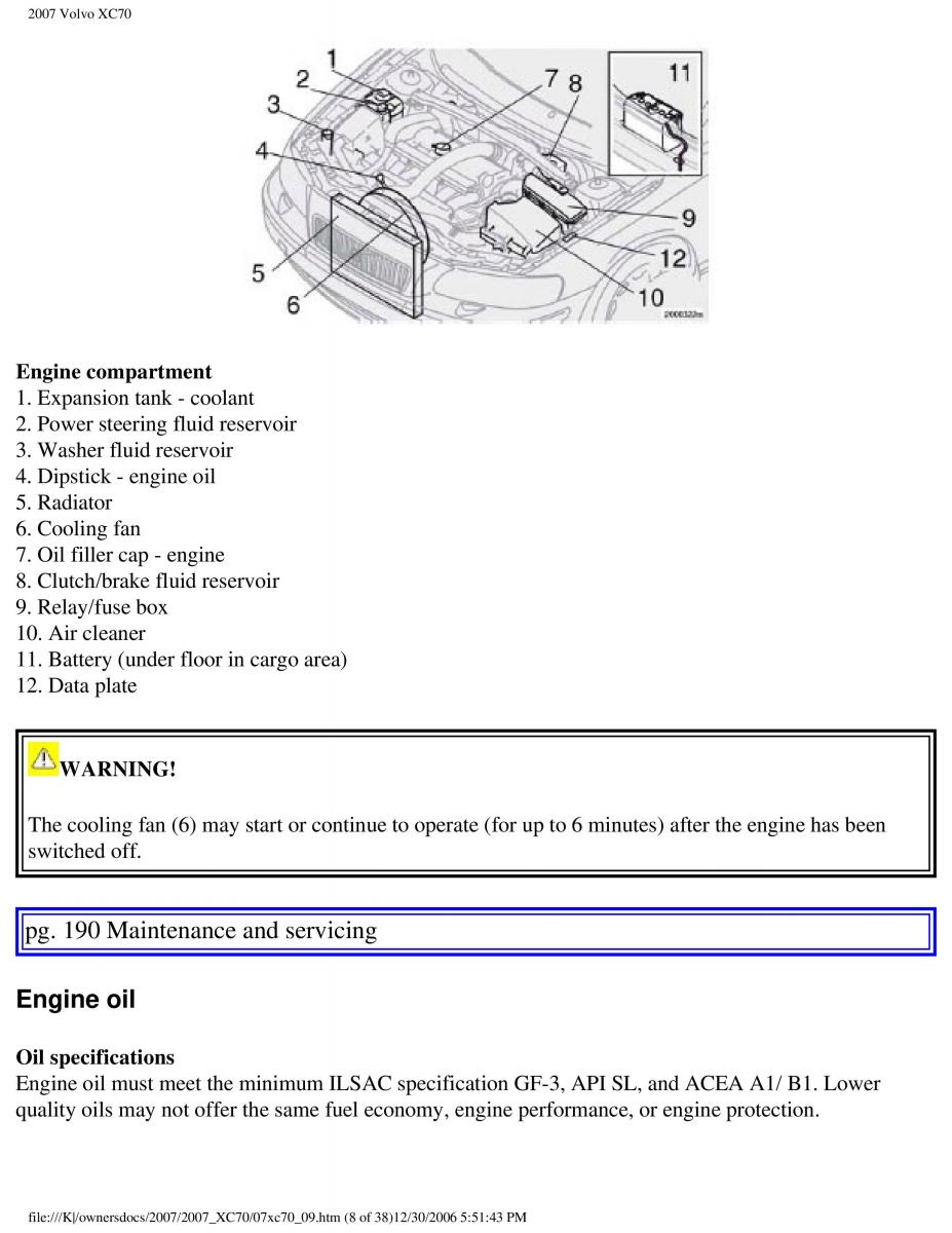 Volvo XC70 Cross Country 2007 owners manual / page 211