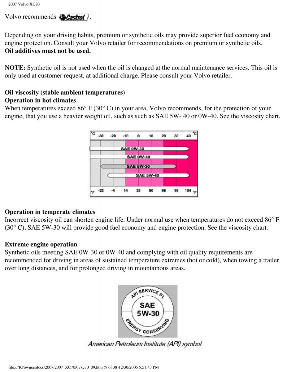 Volvo XC70 Cross Country 2007 owners manual / page 212