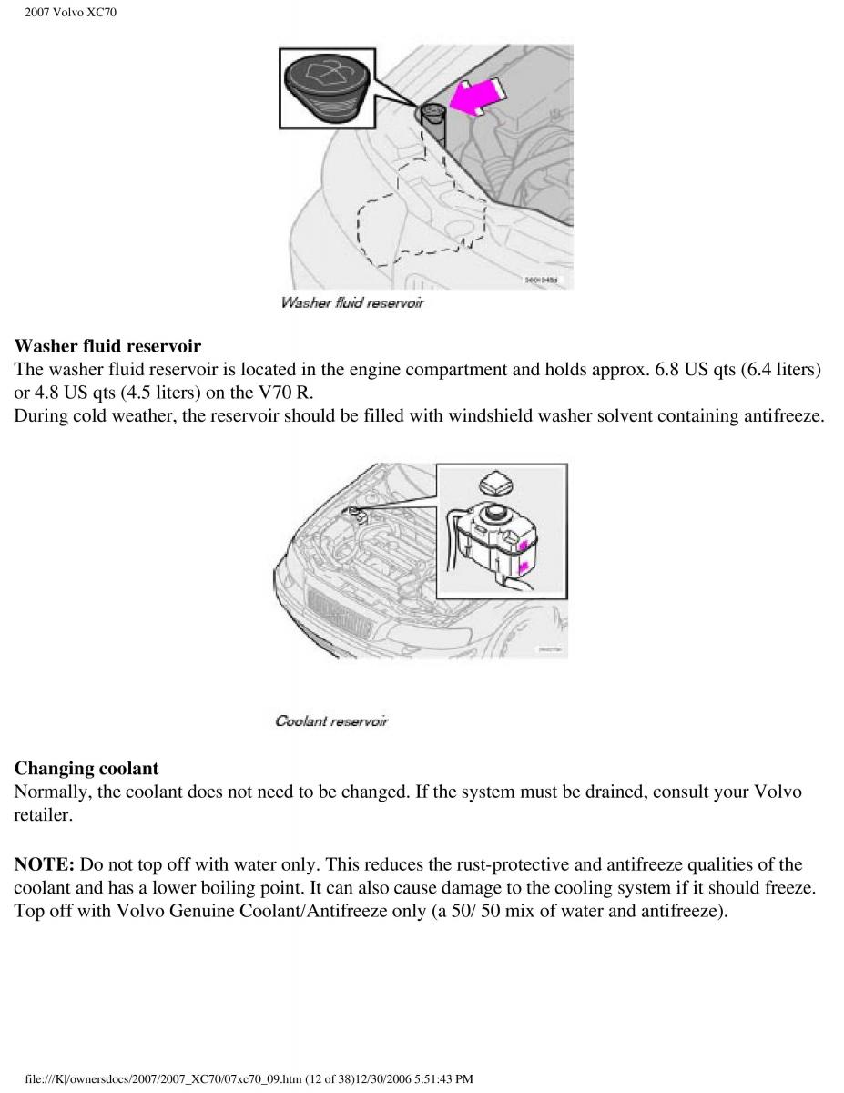 Volvo XC70 Cross Country 2007 owners manual / page 215