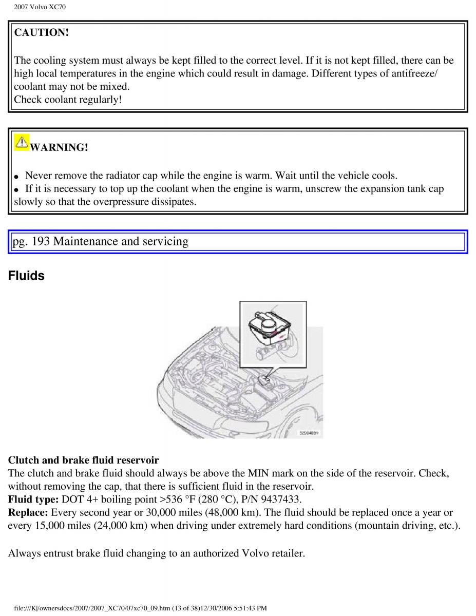 Volvo XC70 Cross Country 2007 owners manual / page 216