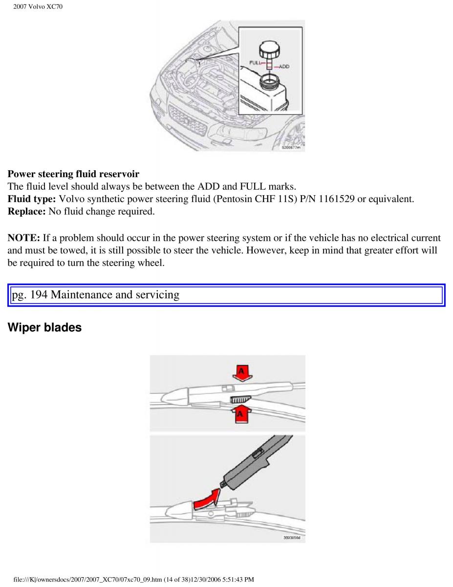 Volvo XC70 Cross Country 2007 owners manual / page 217