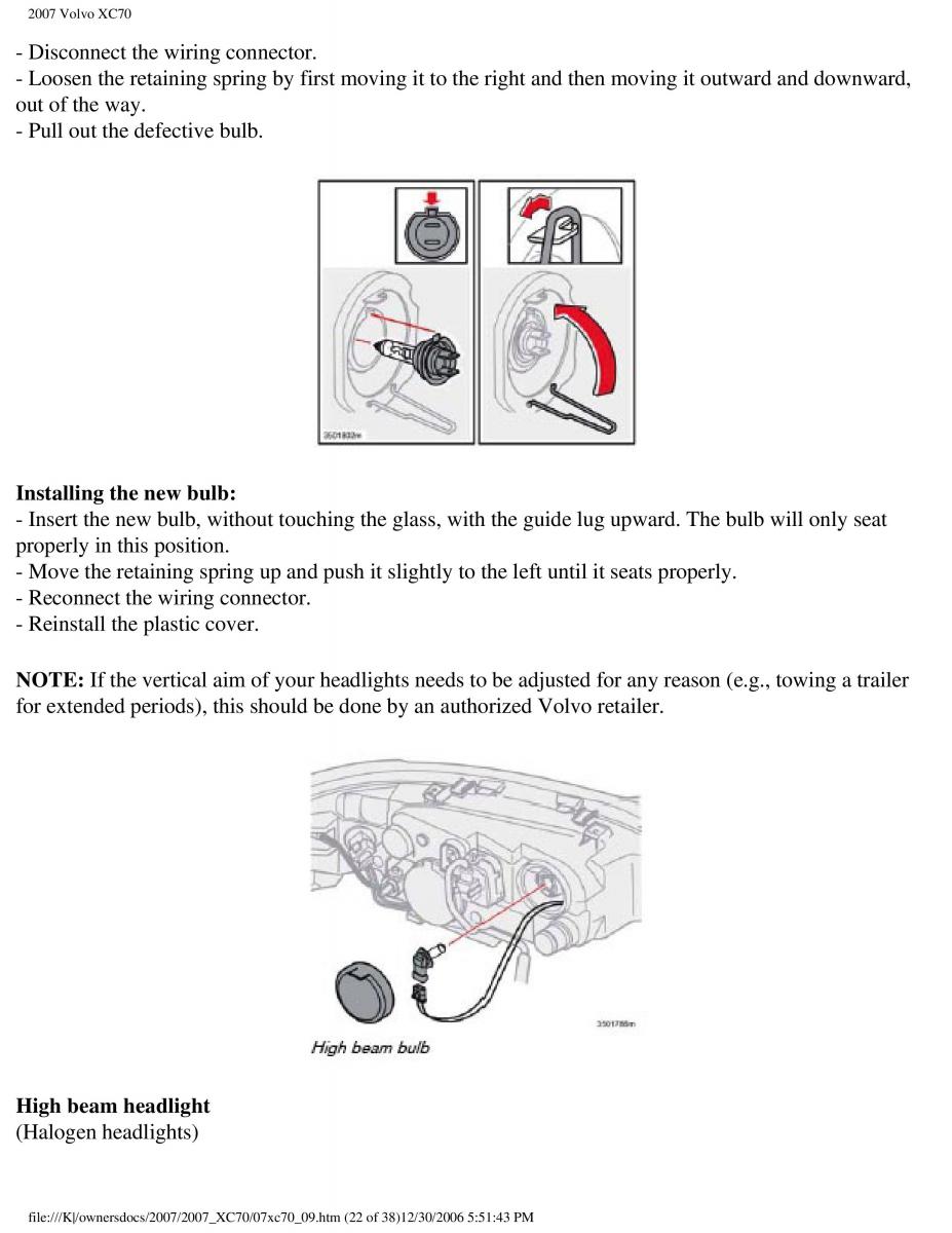 Volvo XC70 Cross Country 2007 owners manual / page 225