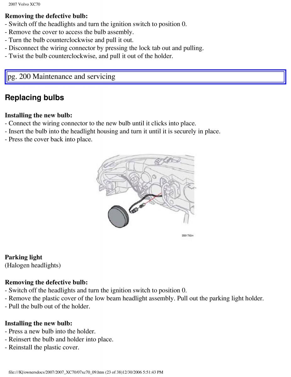 Volvo XC70 Cross Country 2007 owners manual / page 226