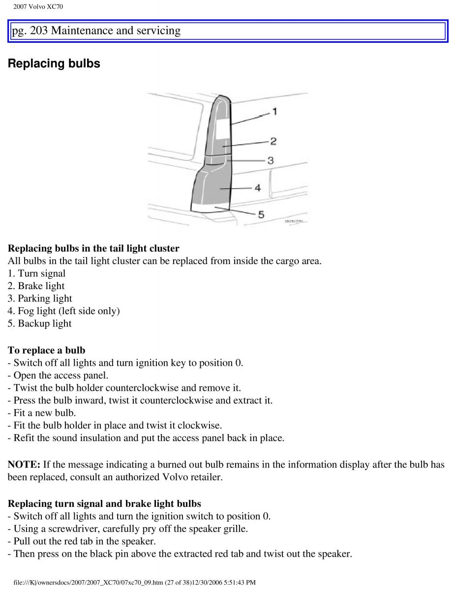 Volvo XC70 Cross Country 2007 owners manual / page 230