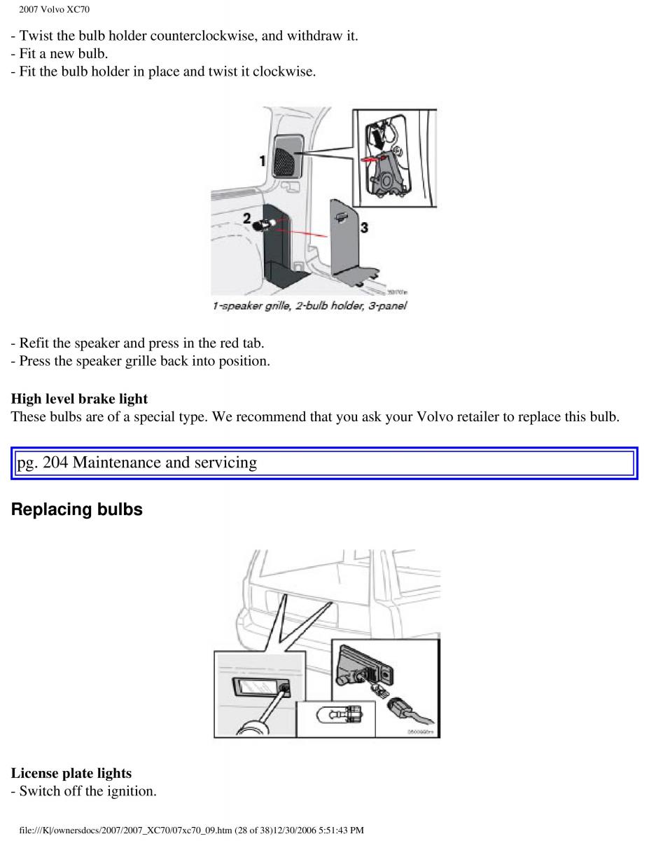 Volvo XC70 Cross Country 2007 owners manual / page 231