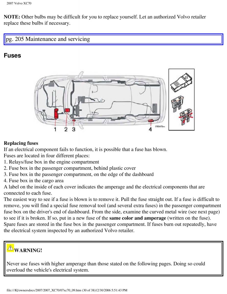 Volvo XC70 Cross Country 2007 owners manual / page 233