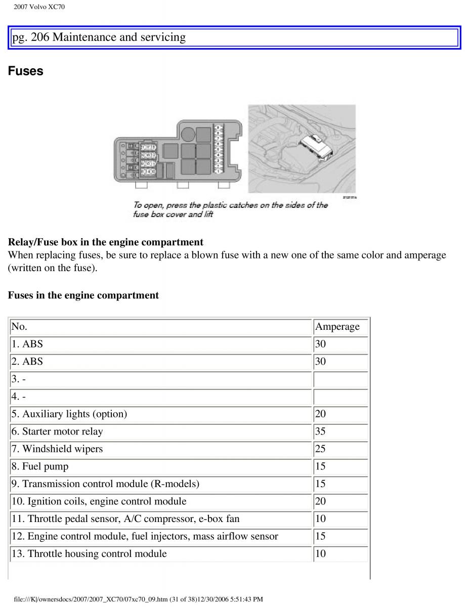 Volvo XC70 Cross Country 2007 owners manual / page 234