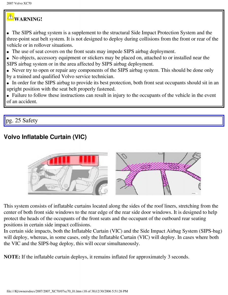 Volvo XC70 Cross Country 2007 owners manual / page 24