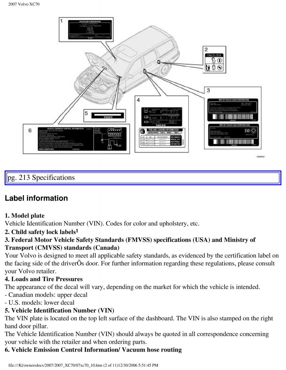 Volvo XC70 Cross Country 2007 owners manual / page 243