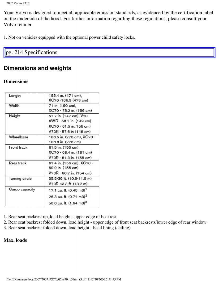 Volvo XC70 Cross Country 2007 owners manual / page 244