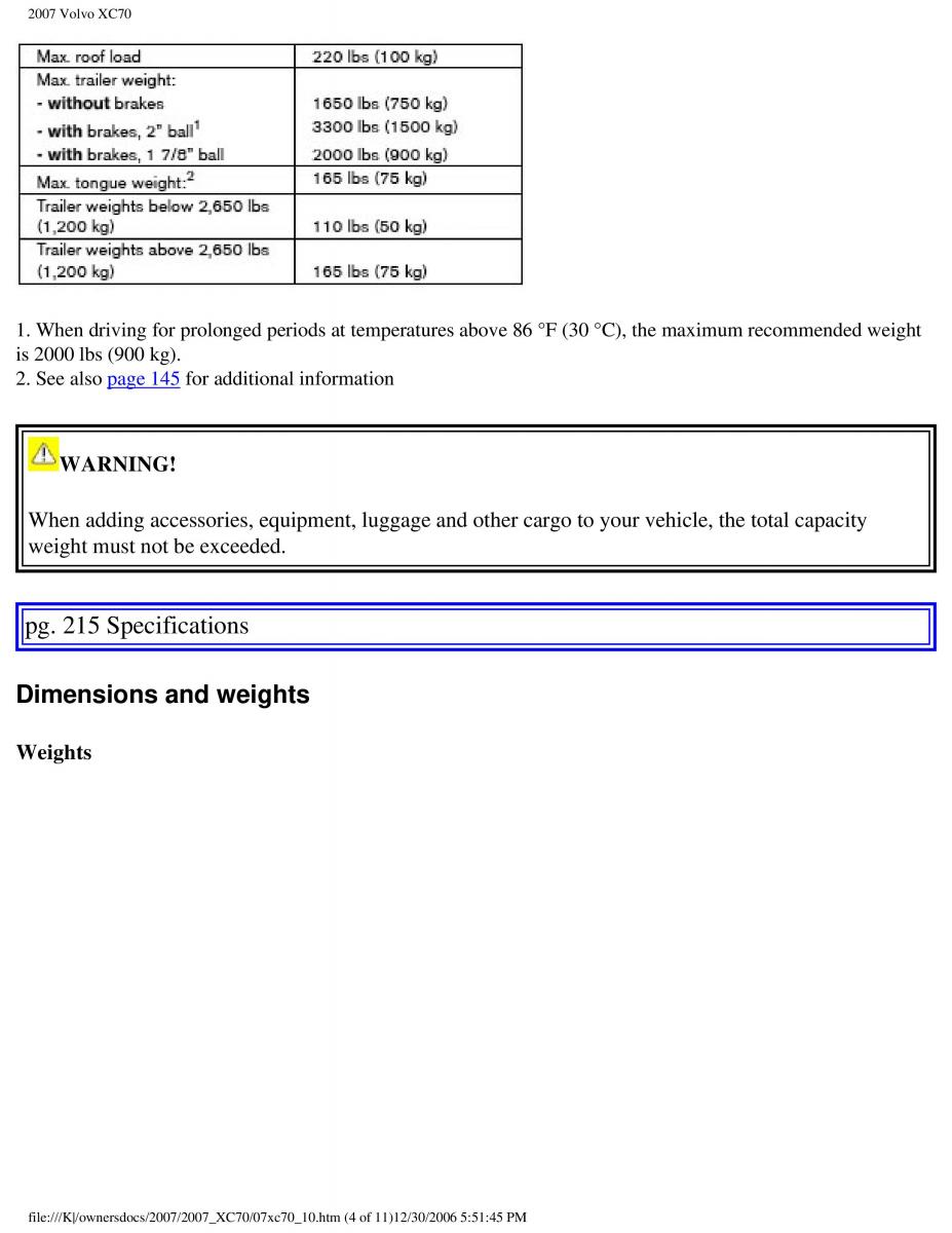 Volvo XC70 Cross Country 2007 owners manual / page 245