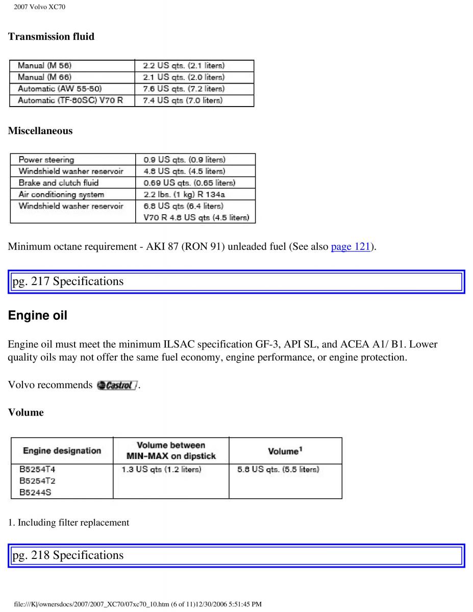 Volvo XC70 Cross Country 2007 owners manual / page 247