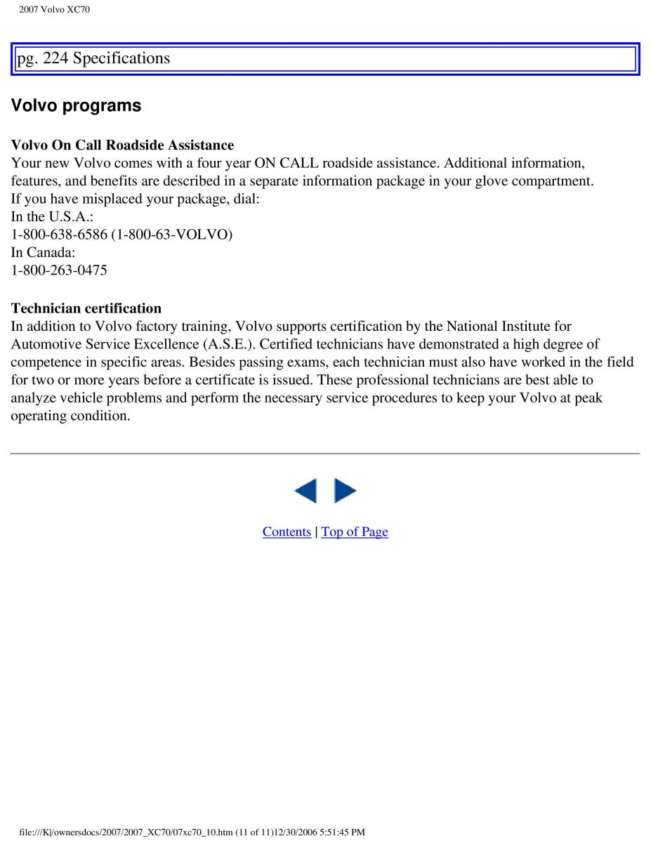 Volvo XC70 Cross Country 2007 owners manual / page 252