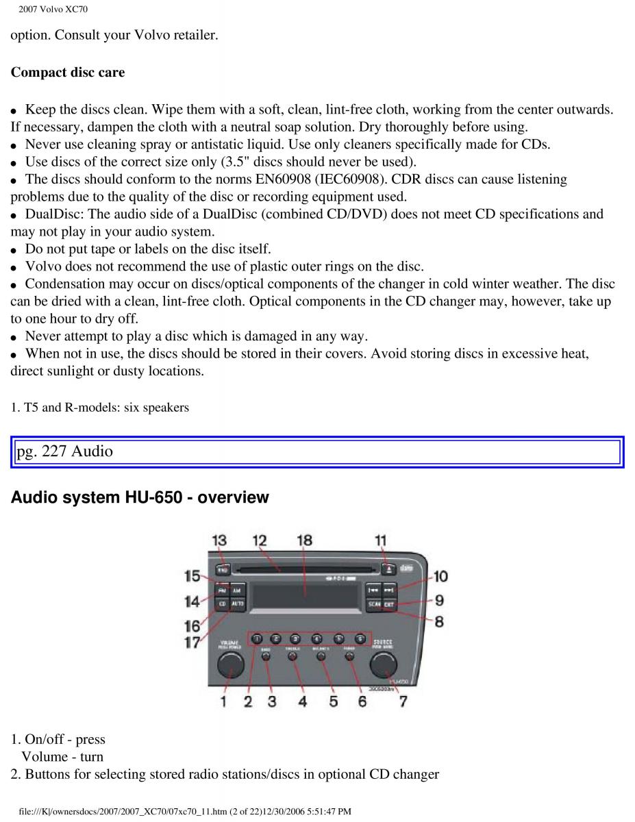 Volvo XC70 Cross Country 2007 owners manual / page 254