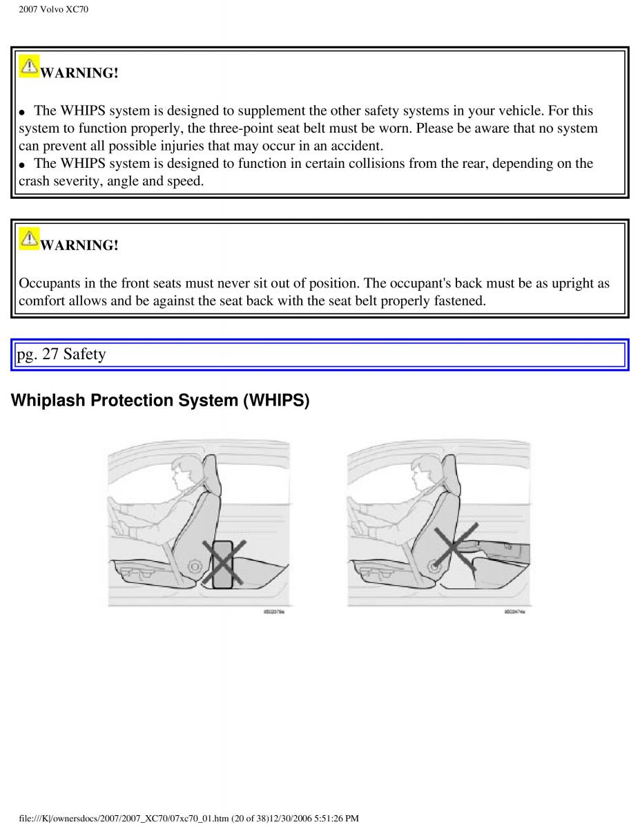 Volvo XC70 Cross Country 2007 owners manual / page 26