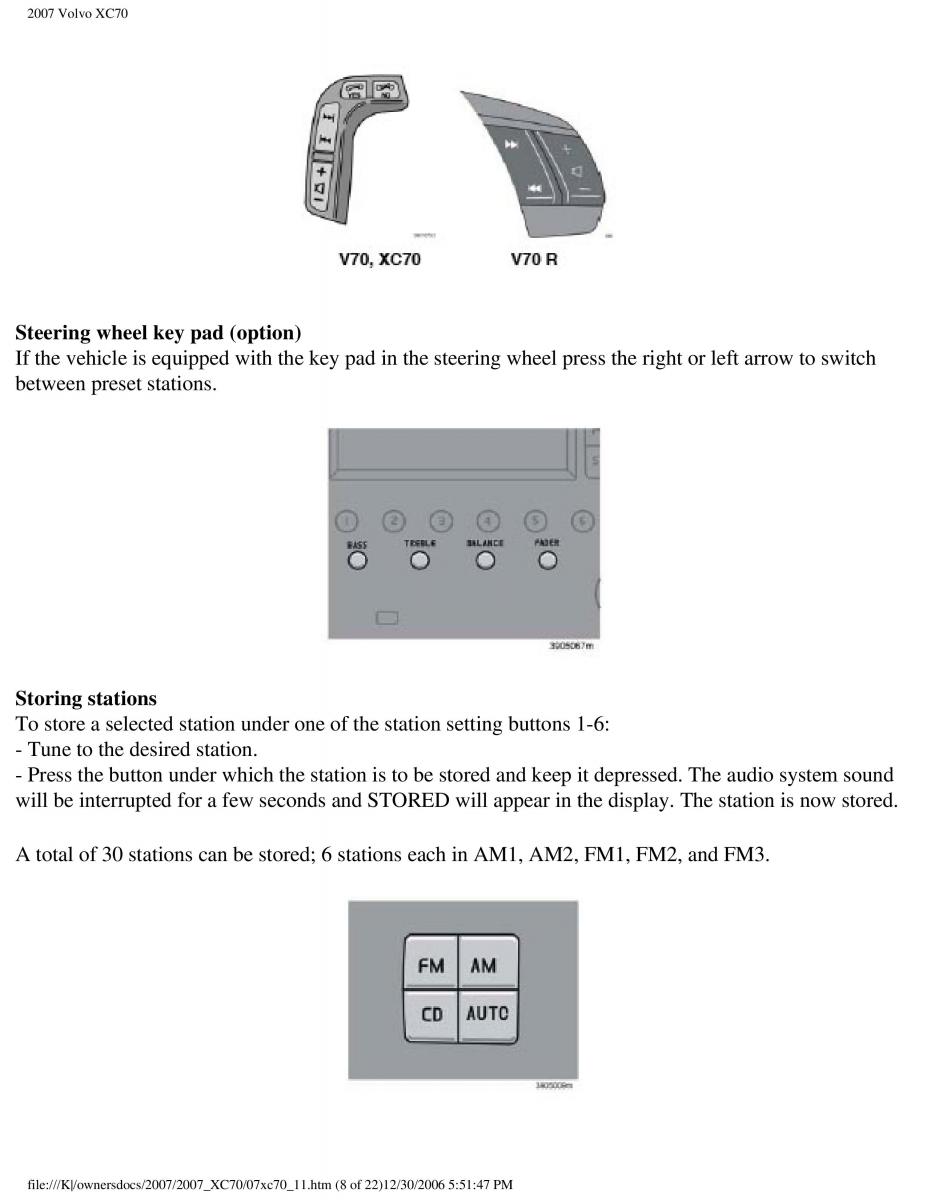 Volvo XC70 Cross Country 2007 owners manual / page 260