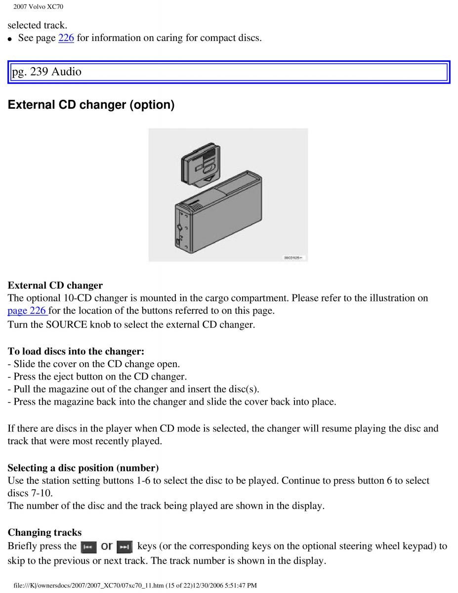 Volvo XC70 Cross Country 2007 owners manual / page 267