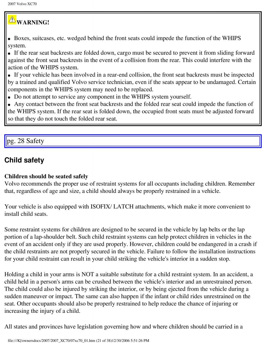 Volvo XC70 Cross Country 2007 owners manual / page 27