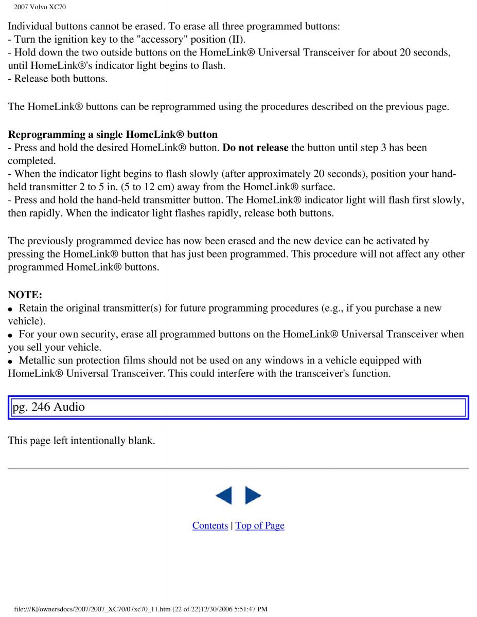 Volvo XC70 Cross Country 2007 owners manual / page 274