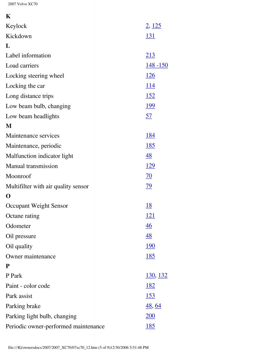 Volvo XC70 Cross Country 2007 owners manual / page 279