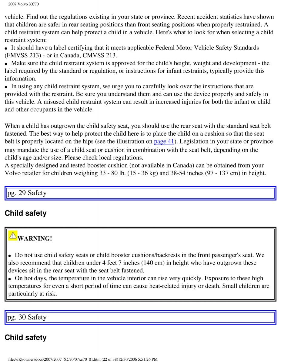 Volvo XC70 Cross Country 2007 owners manual / page 28