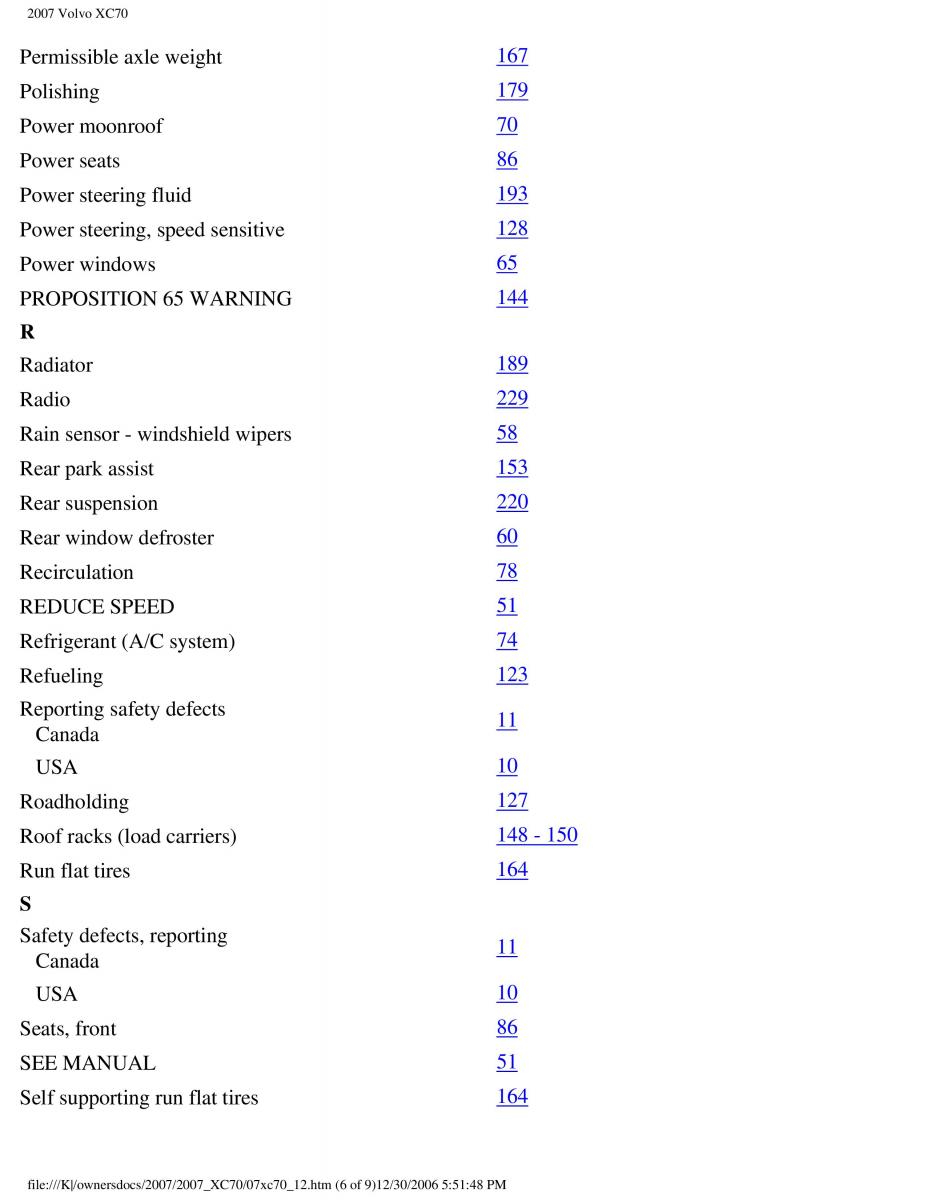 Volvo XC70 Cross Country 2007 owners manual / page 280