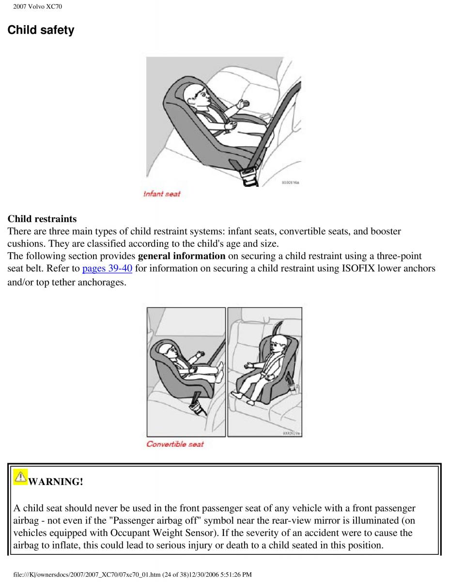 Volvo XC70 Cross Country 2007 owners manual / page 30