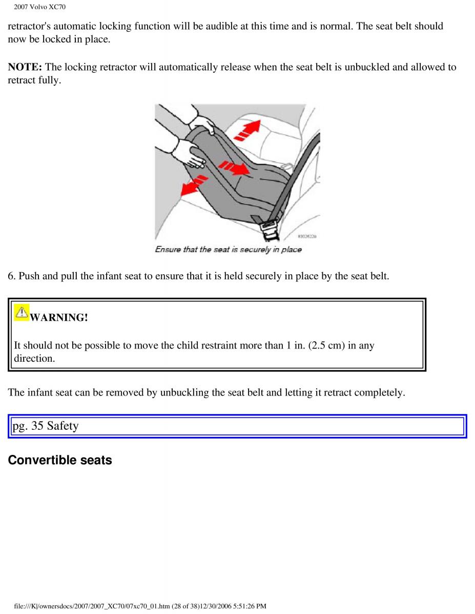 Volvo XC70 Cross Country 2007 owners manual / page 34