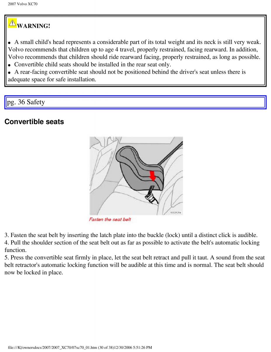 Volvo XC70 Cross Country 2007 owners manual / page 36