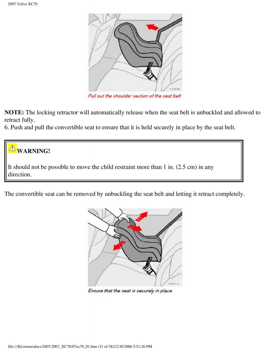 Volvo XC70 Cross Country 2007 owners manual / page 37