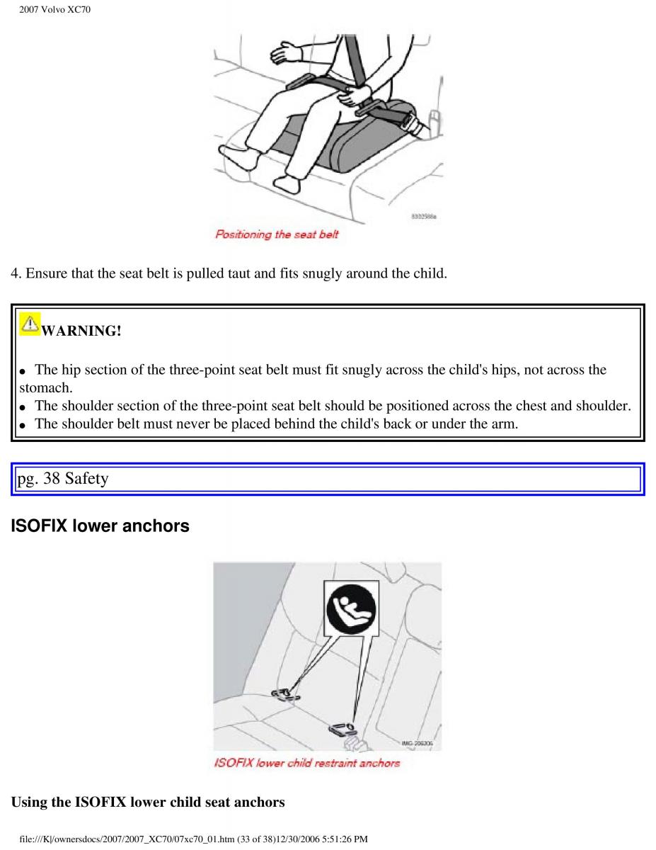 Volvo XC70 Cross Country 2007 owners manual / page 39